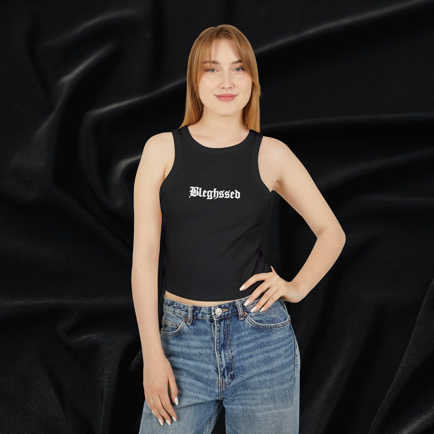 Bleghssed Micro Rib Racer Tank Top
