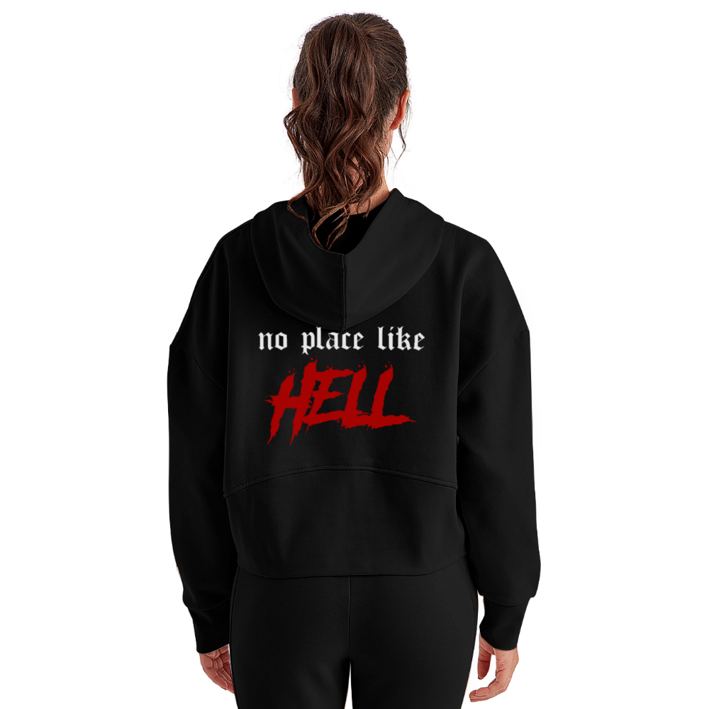 Women's Half Zip Cropped Hoodie - black