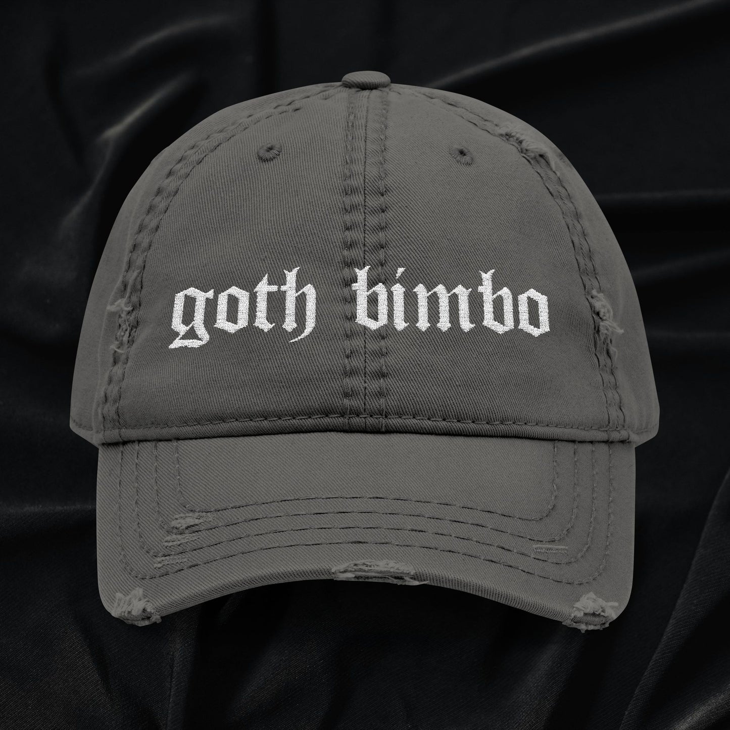 Goth Bimbo Distressed Dad Hat (Embroidered)