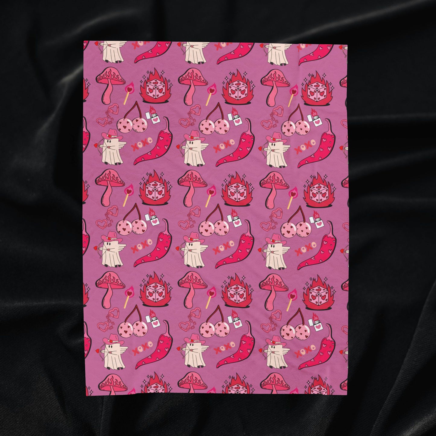 Trippy Pink Velveteen Plush Blanket