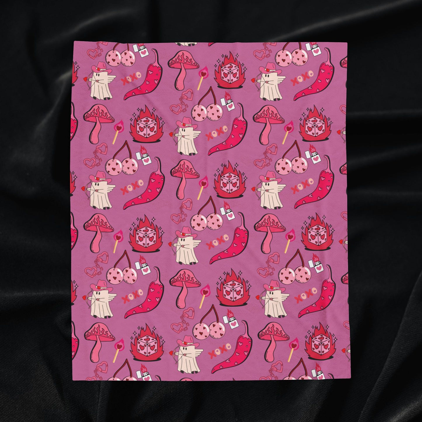Trippy Pink Velveteen Plush Blanket