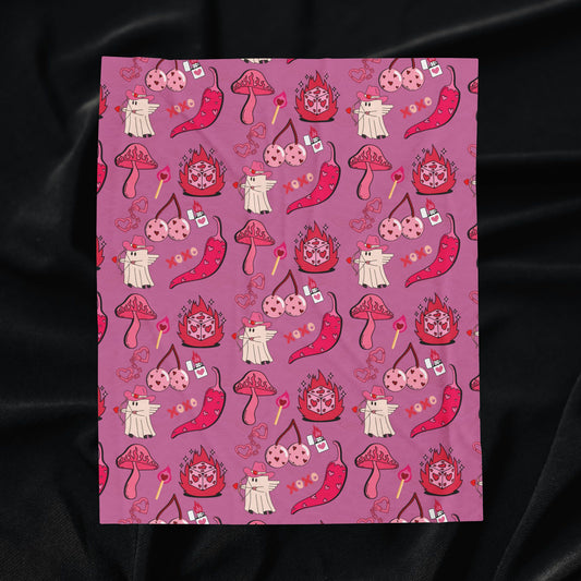 Trippy Pink Velveteen Plush Blanket