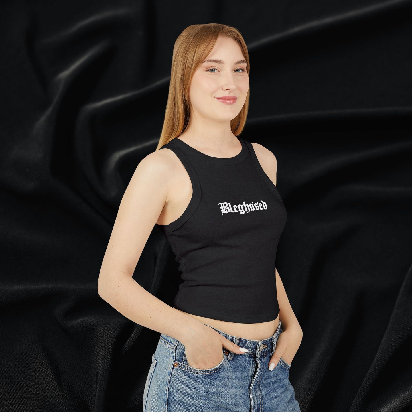 Bleghssed Micro Rib Racer Tank Top