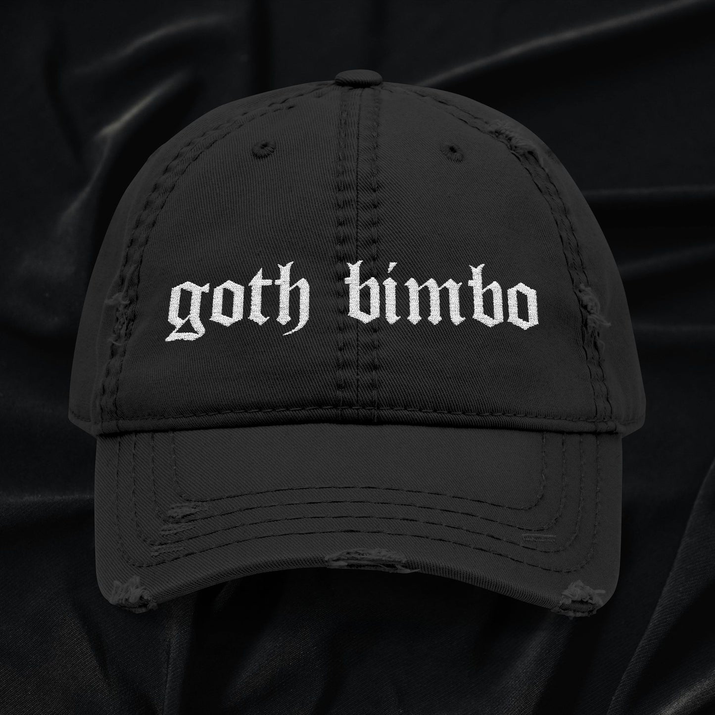 Goth Bimbo Distressed Dad Hat (Embroidered)