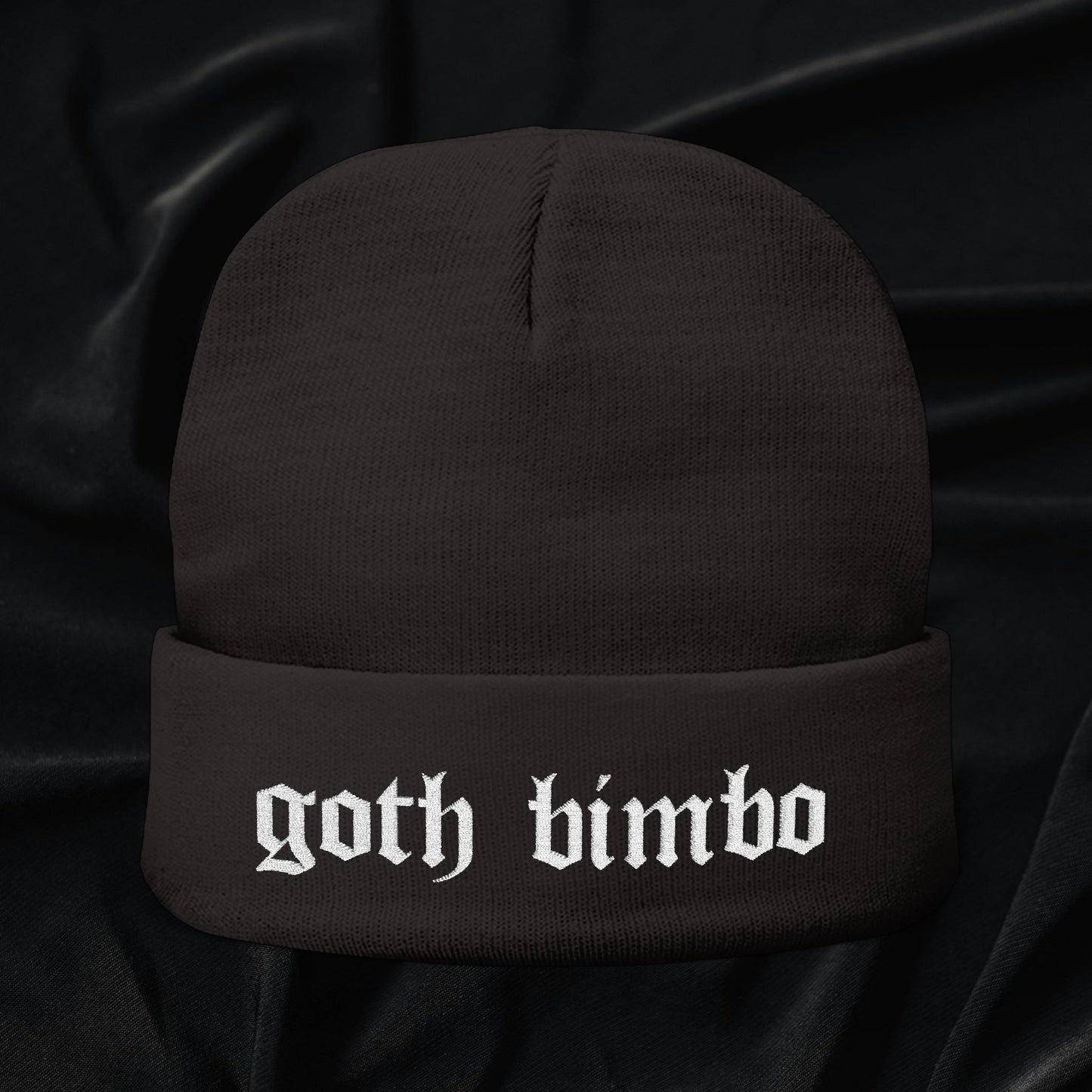 Goth Bimbo Knit Beanie (Embroidered)