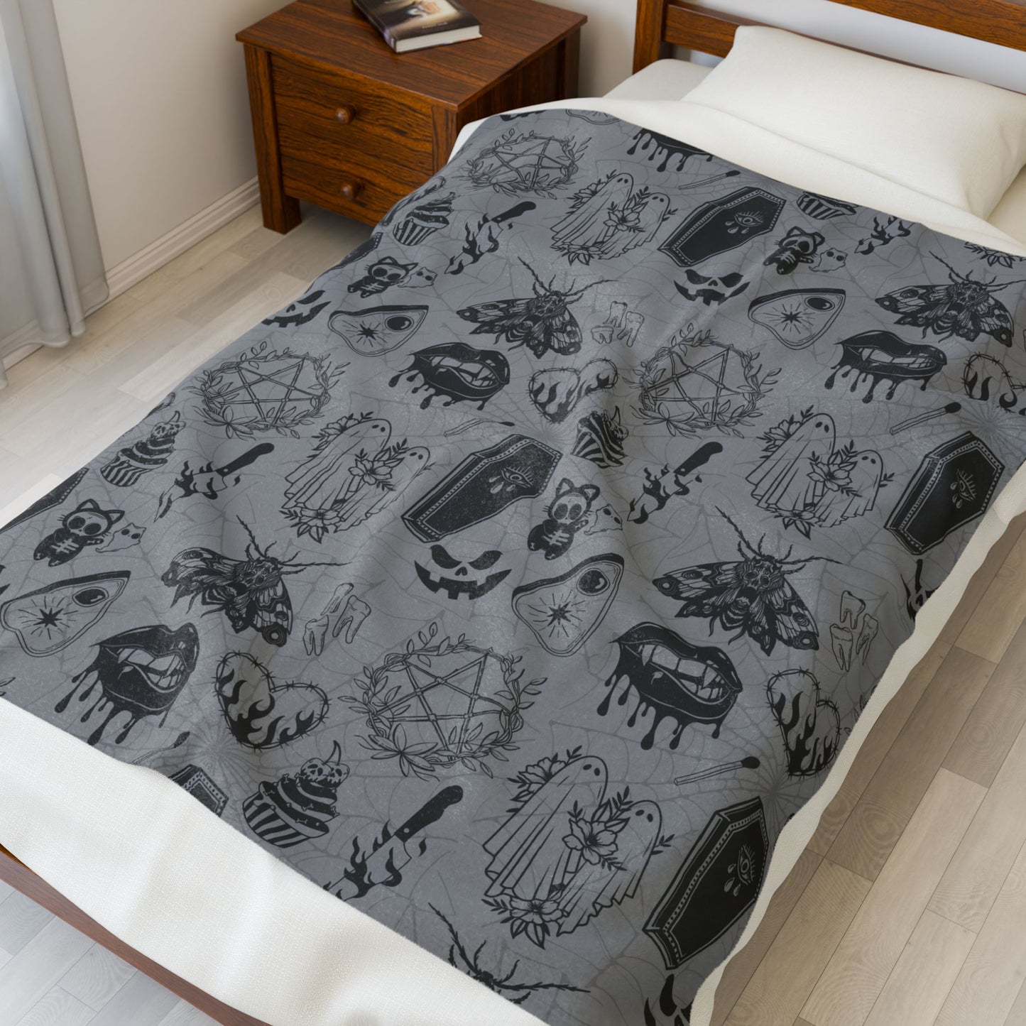 Spooky Cute Velveteen Plush Blanket