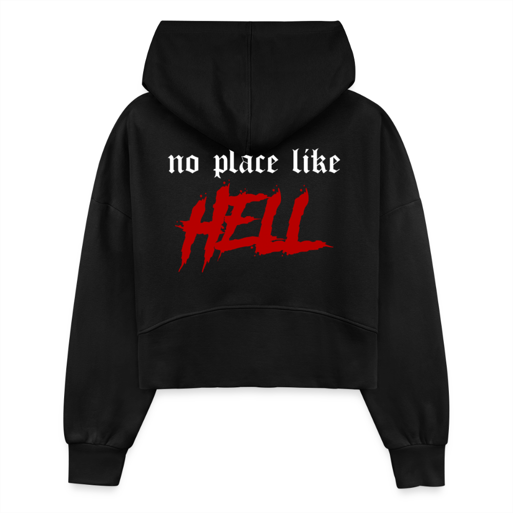 Women's Half Zip Cropped Hoodie - black