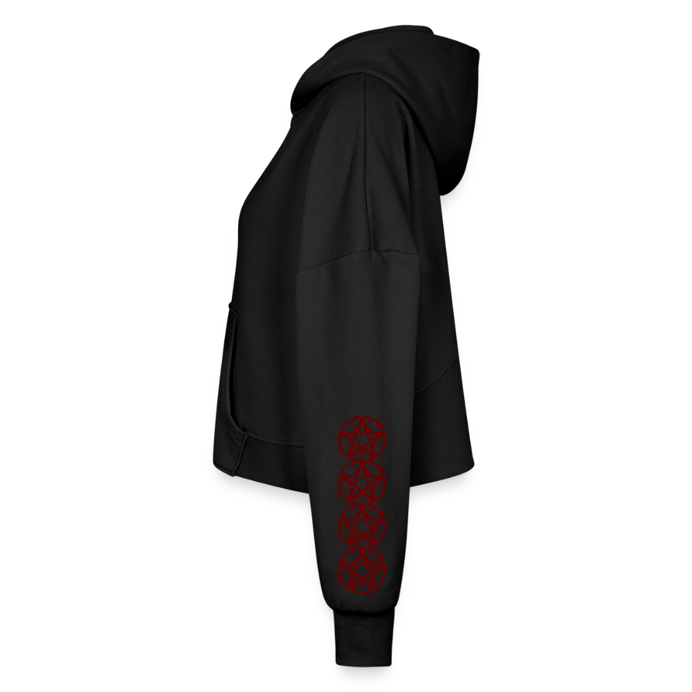 Hail Smut Women's Half Zip Cropped Hoodie - black