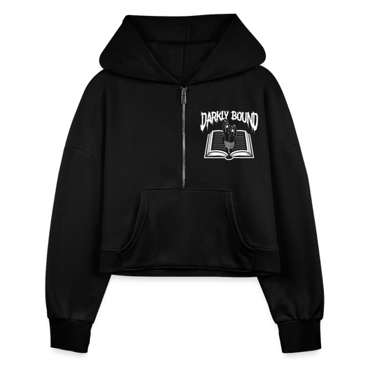 Women's Half Zip Cropped Hoodie - black
