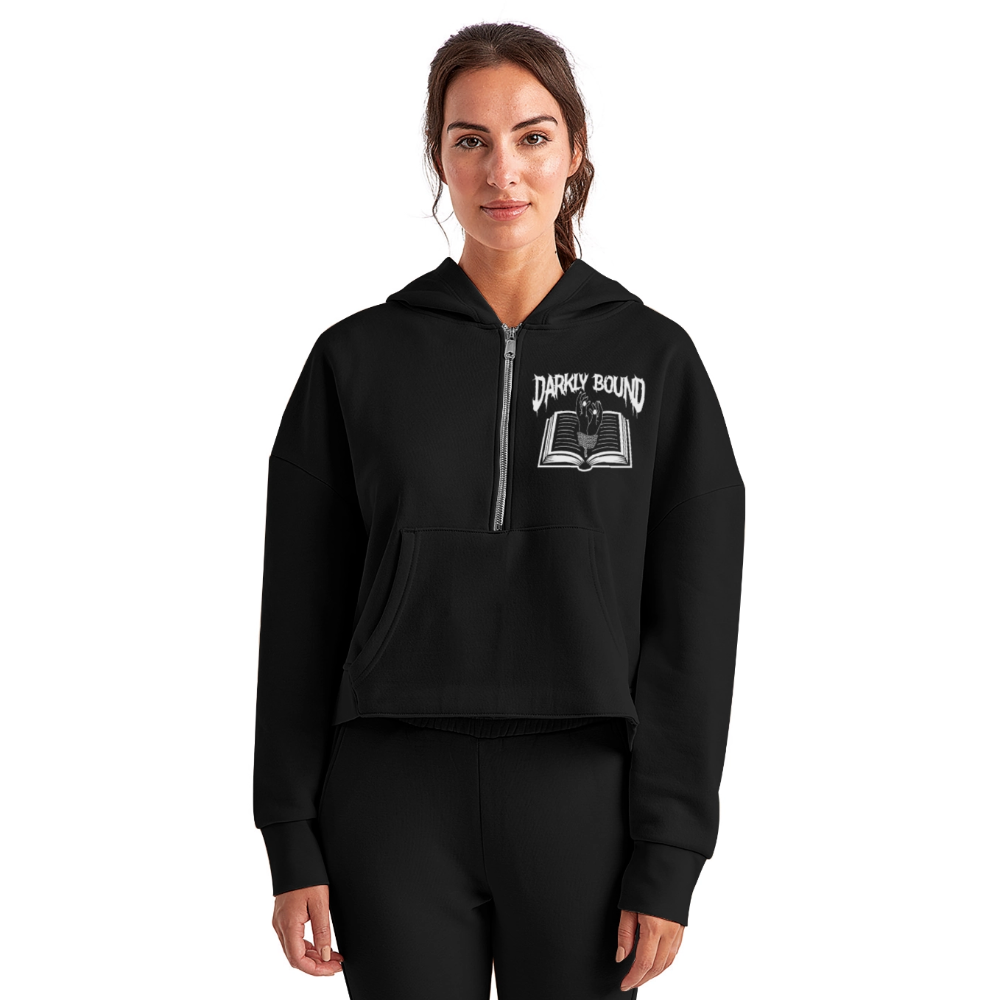 Women's Half Zip Cropped Hoodie - black