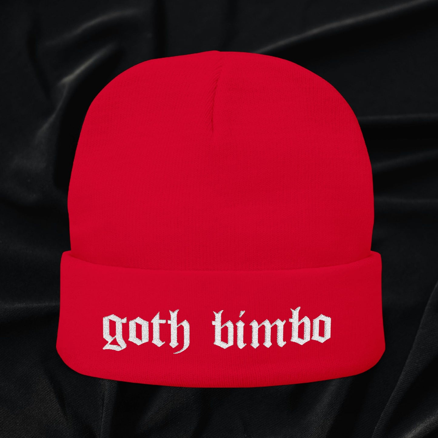 Goth Bimbo Knit Beanie (Embroidered)