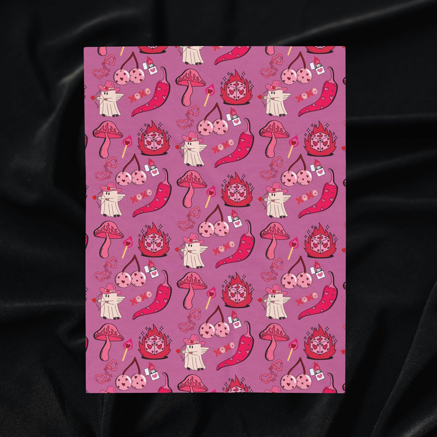 Trippy Pink Velveteen Plush Blanket