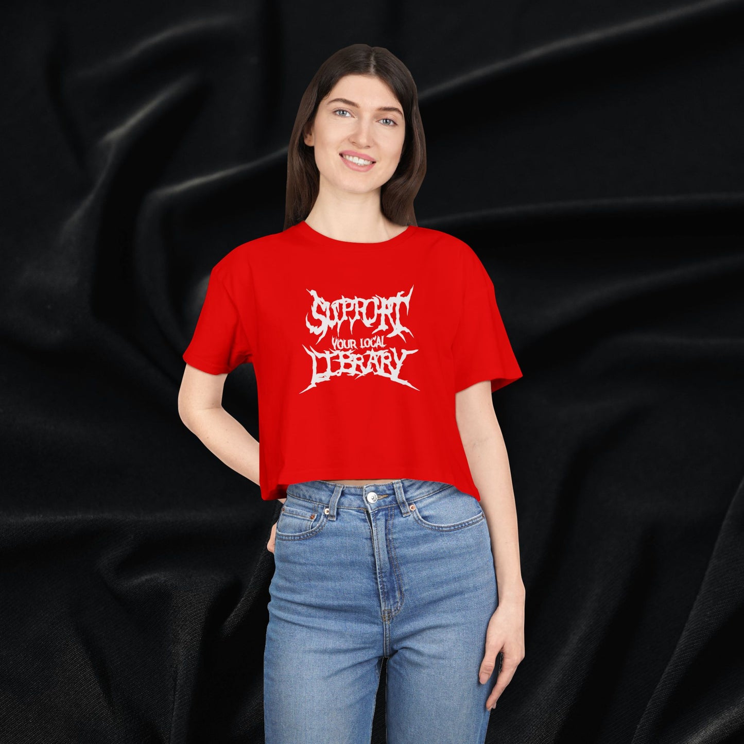Support Your Local Library Women's Crop Tee